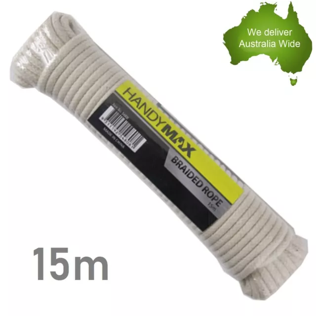 6mm x 15m Cotton Natural Braided Sash Cord Rope Hand Craft Macrame Twine DIY