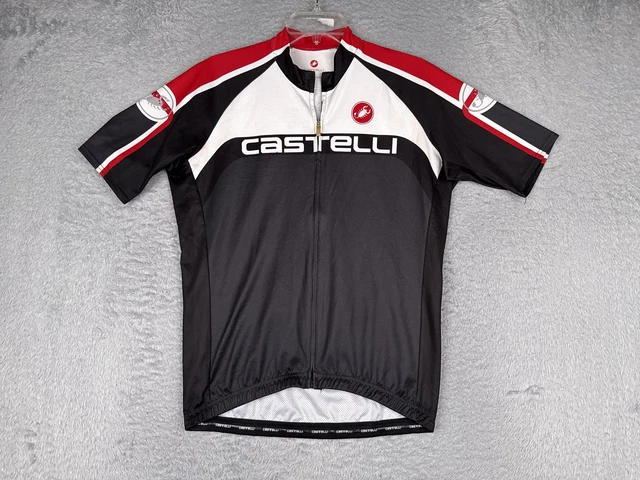 MAILLOT CYCLISTE CASTELLI homme XL noir blanc rouge poches zippées complètes haut de vélo poly EUR 68,43 - FR