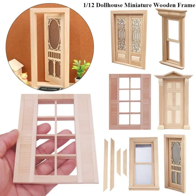 Dollhouse Furniture Doll House Window Doll Furniture Wooden Frame Glass Plate