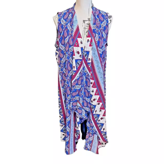 Wrangler Womens Open Front Lightweight Paisley Long Duster Cardigan NWT Size L