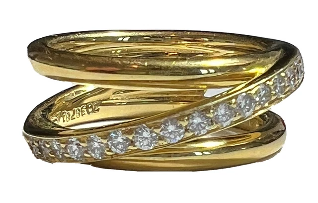Vintage 18K Yellow Gold Jose Hess Diamond Double Band Crossover Ring Size 7 Vintage 18K Yellow Gold Jose Hess Diamond Double Band Crossover Ring Size 7