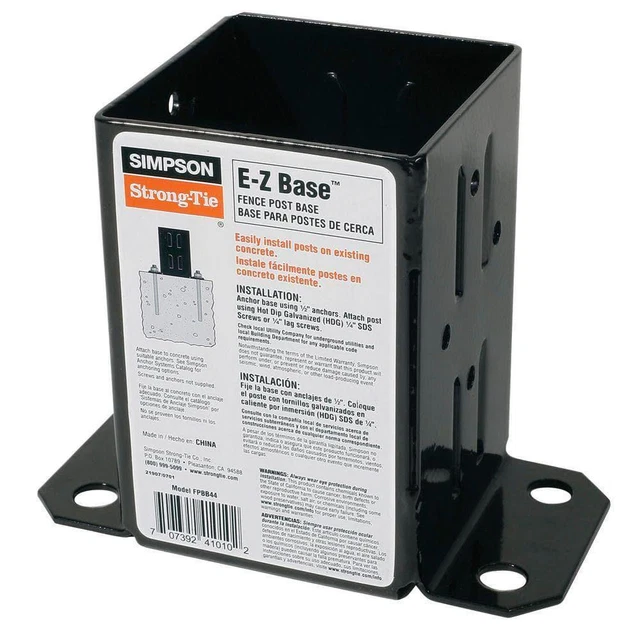 Fence Post Base 4x4 Nominal Black Powder-Coated Decorative (Post Base Only)
