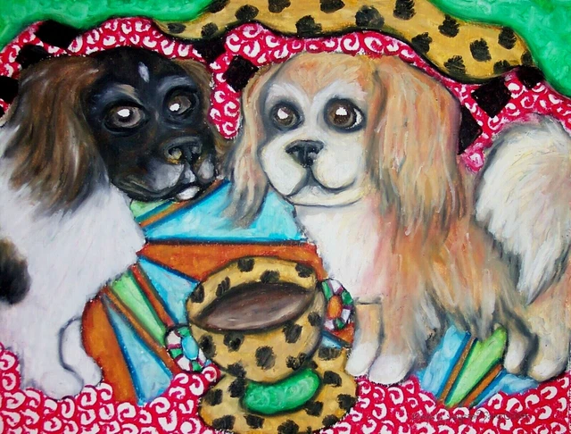 ACEO TIBETAN SPANIEL Coffee Art Print 2.5x3.5 Collectible Signed Artist KSams