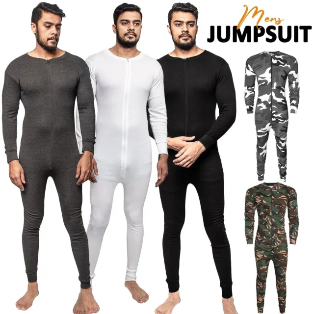 Mens Thermal All In One Jumpsuit Underwear Playsuit Baselayer Zip Up Bodysuit