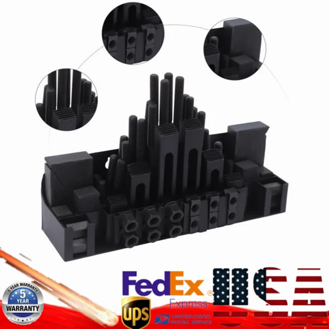 58PCS M12 14mm T-Slot Step Clamping Nuts Kit Block Set f/Metal Milling/Drilling