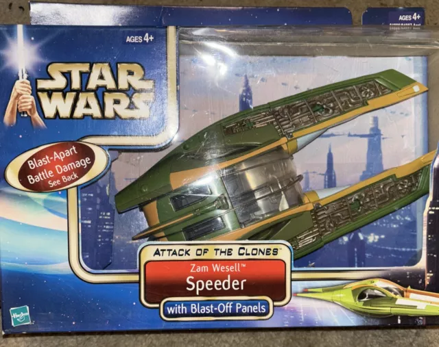 Star Wars Attack of The Clones Zam Wesell Speeder MINT IN BOX