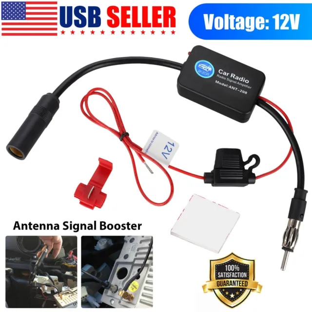 Car Stereo FM & AM Radio Signal Antenna Signal Amplifier Auto Aerial Amp Booster