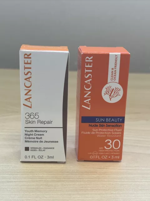 Lancaster Sun Beauty Nude Skin Sensation SPF30 30ml And 365 Skin Repair 3ml New