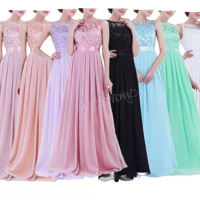 Womens Lace Bridesmaid Dress Long Maxi Evening Ball Gown Prom Party Cocktail