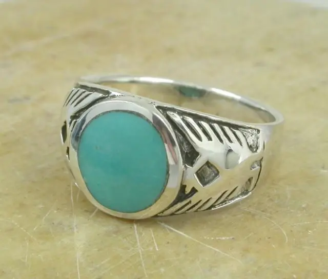 .925 STERLING SILVER TURQUOISE PHOENIX RING size 12 style# r1307