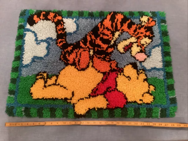 Tigger On Top Of Winnie The Pooh Latch Hook Rug Wall Hanging 30x20 - Completed