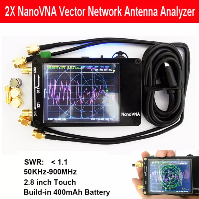 2 pz Nanovna 50 KHz-900 MHz analizzatore antenna di rete vettoriale MF HF VHF UHF 2,8 pollici
