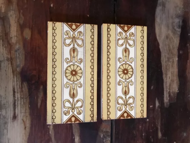 Pair Of Victorian 19th Century Minton Decorative Border Tiles