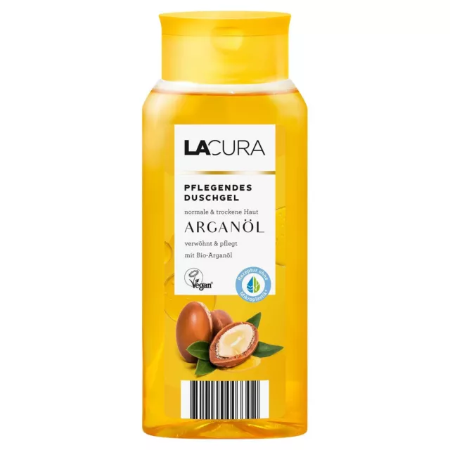 Gel doccia olio di argan Lacura, per pelle normale e secca, con olio di argan biologico, 300 ml