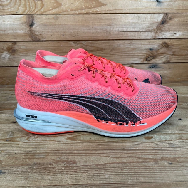 PUMA Deviate NITRO Turnschuhe Größe UK 10 Herren orange schwarz Laufschuhe Fitnessstudio