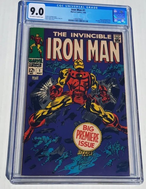 Iron Man #1 CGC 9.0 1968 Marvel OW-WHITE PAGES 1st Solo Issue - ORIGIN RETOLD