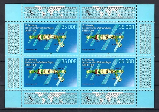 DDR Kleinbogen postfrisch** Gemeinsamer Weltraumflug UdSSR-DDR MiNr. 3192