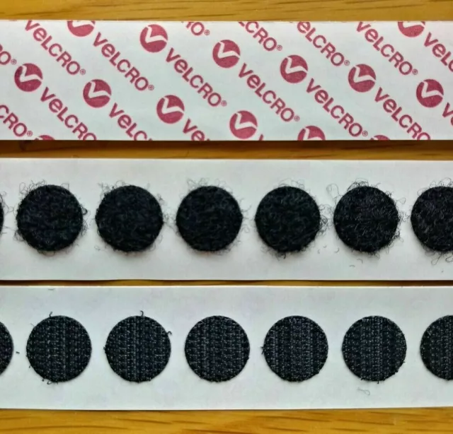 VELCRO® Brand 100 Hook And 100 Loop Sticky Dots Coins Black 13mm Self Adhesive