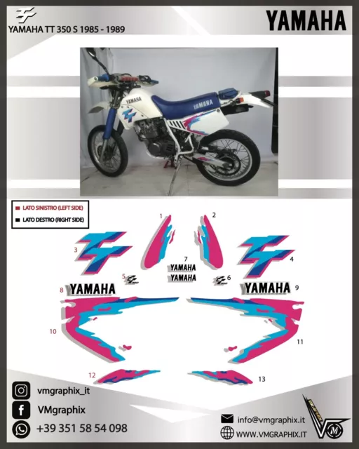 Crystal Yamaha TT 350 S 1985 - 1989 adesivi/adhesives/grafiche/stickers/decals