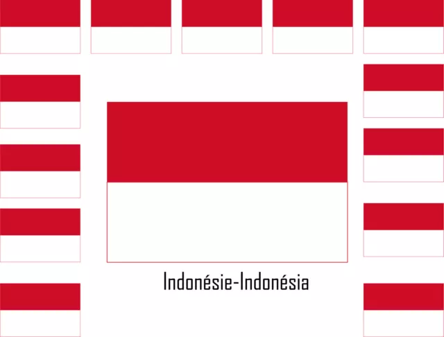 Assortiment lot de 25 autocollants Vinyle sticker drapeau Indonésie-Indonésia