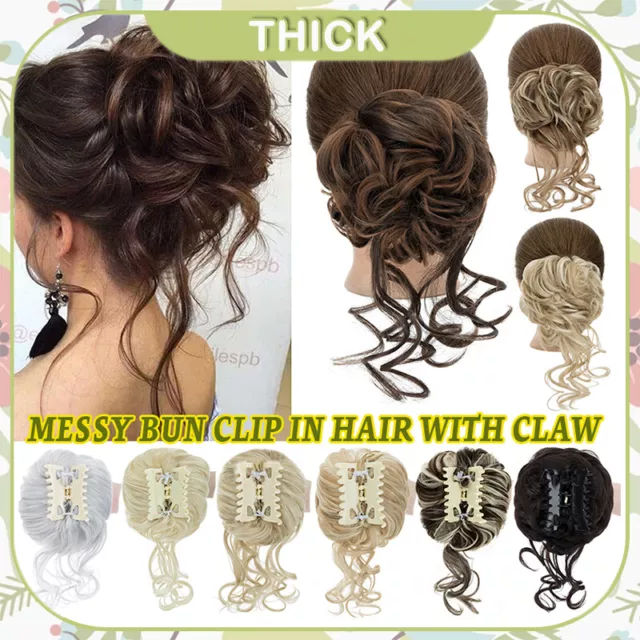 Clip in Haarteil Claw Haargummis Lockige Dutt Messy Bun Haarknoten mit Ponytail