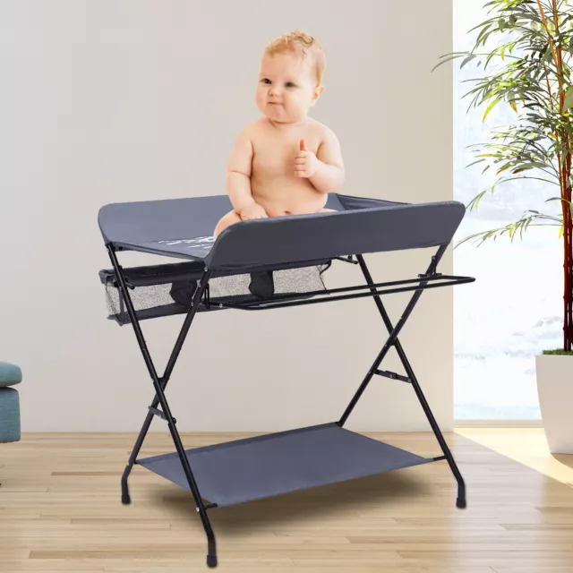 Folding Baby Changing Table Infant Diaper Station Nursery Organizer w/ Storage