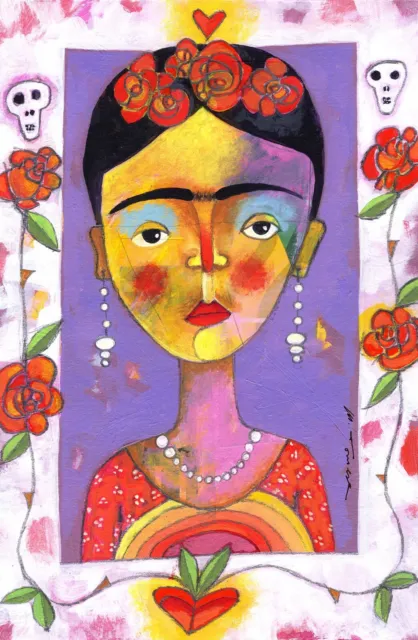 MAURIZIO TORNESE "omaggio a Frida Kahlo" tecnica mista su cartoncino