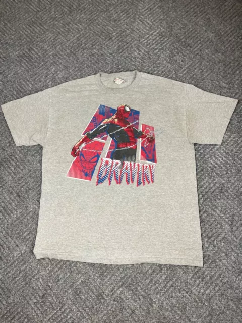 Marvel Comics Spider-Man T-Shirt Mens XL Gray Bravery Graphic Short Sleeve Adult