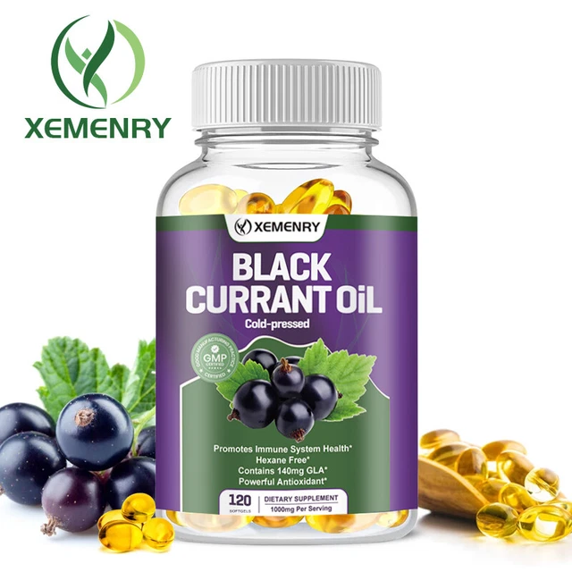 BLACK CURRANT OIL Capsules 1000mg ColdPressed Pure Black Currant