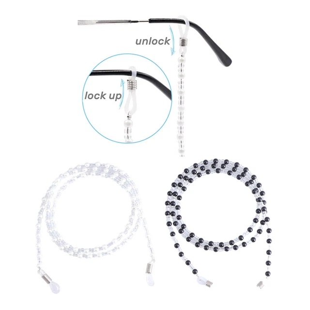 2 Pcs Eyeglass Bands Eyeglasses Holder Strap Pearl Sunglasses Glasses Frame 2