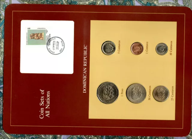 Coin Sets of All Nations Dominican UNC 1 Peso 1983 50,25,10,5,1 Centavos 1984
