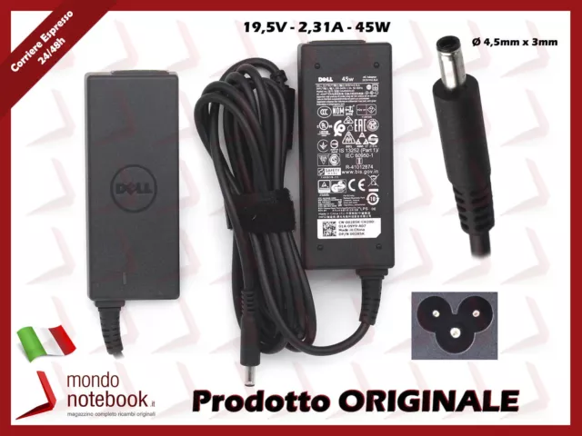 Alimentatore Originale DELL 45W 19,5V 2,31A (4,5x3)mm per Latitude 7390 7389