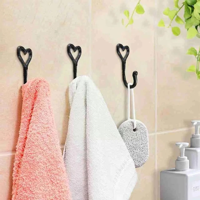 5 x Cast Iron Heart Coat Hat Hook Key Holder Vintage Shabby Chic Antique Hooks 5