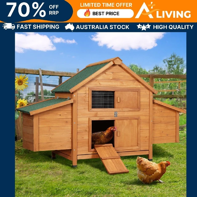 Chicken Coop Large Rabbit Hutch House Run Cage Wooden Outdoor Pet Hutch