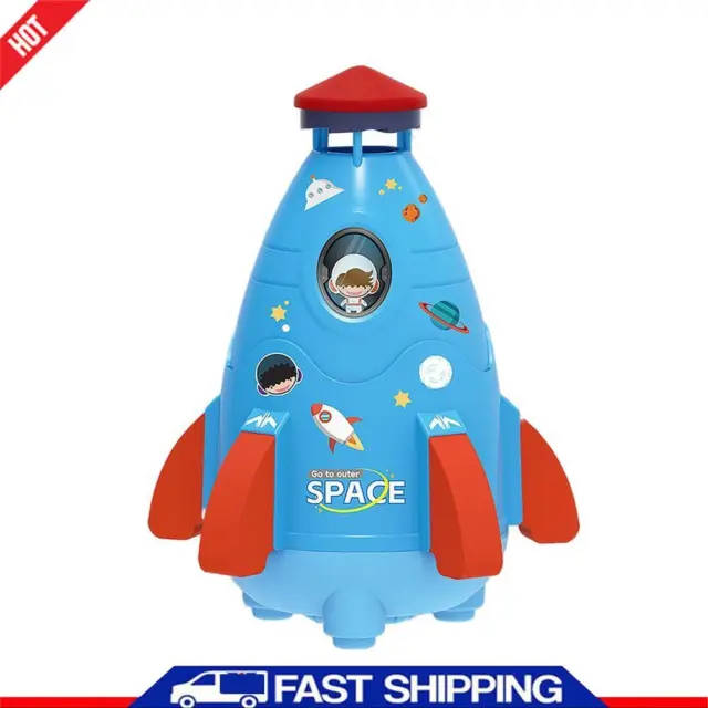 Space Rocket Sprinklers Rotating Water Powered Launcher Summer Fun Toys (Blue) ?