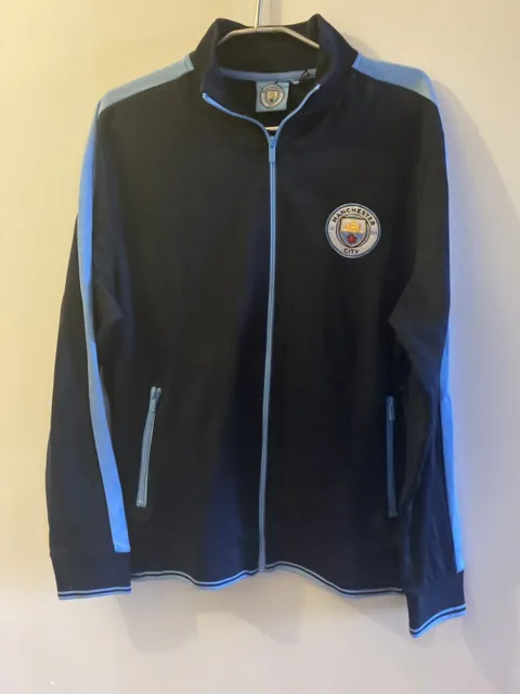 Manchester City FC Soccer Jacket Dark Blue & Light Blue Football Zip Up Jacket