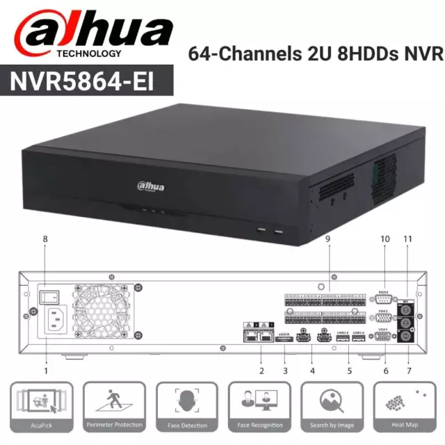Dahua NVR5864-EI 64CH 8SATA 4K 64 Channel NVR IP Security Video Audio Recorder
