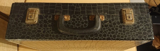 Vintage 8 Track Cassette Storage Case Black Leather Look