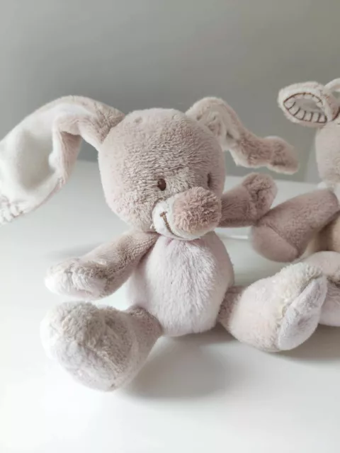 Lot Peluche/Doudou Lapin & Âne Beige Rose Pâle 10cm Sans Mobile Musical - Nattou 2