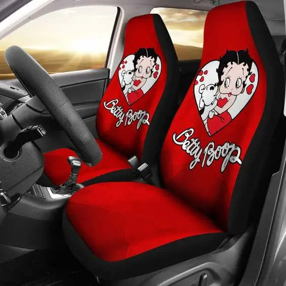 Betty Boop With Dog In Heart Cute Cartoon Car Seat Covers (set of 2)