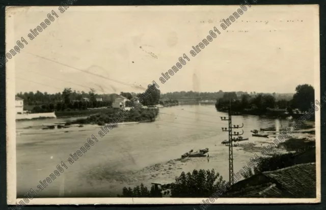 LODI CITTÀ 65 Fiume ADDA - COLLEGIO S. FRANCESCO Cartolina VIAGG.1930 REAL PHOTO