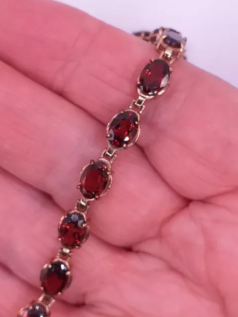 9ct Rose Gold Garnet Bracelet