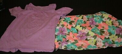 New Carter's 14 Year Girls 2 Piece Outfit Set Purple Top & Floral Skort Skirt