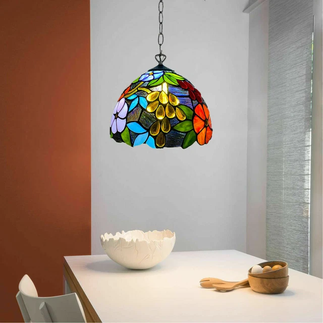 Einzigartiger Tiffany-Stil handgefertigte Pendelleuchte 10" Glasschirm verstellbare Kette