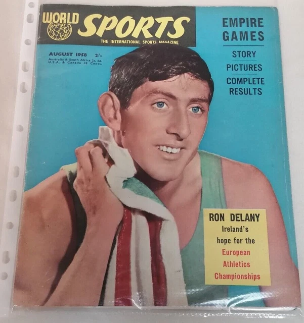 MAGAZINE WORLD Sports Magazine Aug 1958 Ron Delany Irish Athlete Euro