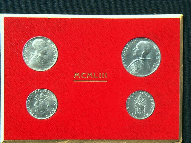 1953 Vatican RARE set 4 coins UNC GEM in official red Folder