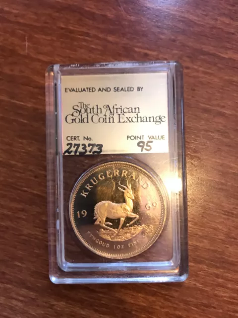 Rare Slabbed 1969 95 South Africa Gold 1 Ounce Krugerrand Coin In Mint Condition