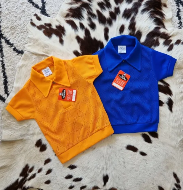 2 Polo Shirts Lot Vtg 1960S Deadstock Cuckoo Argyle Collar Tee Approx 1-2 Years