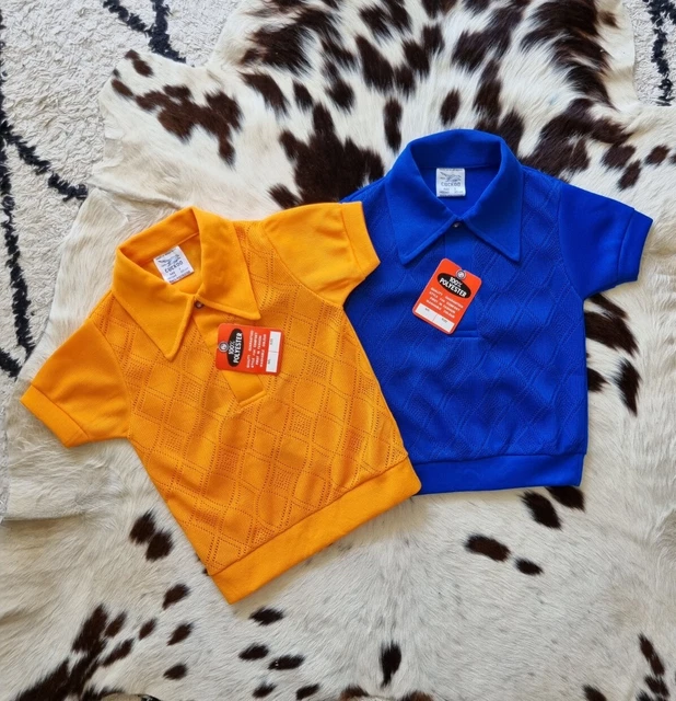 2 Polo Shirts Lot Vtg 1960S Deadstock Cuckoo Argyle Collar Tee Approx 1-2 Years