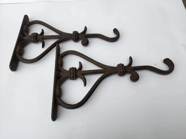 2 Antique Cast Iron Architectural Wall Hooks